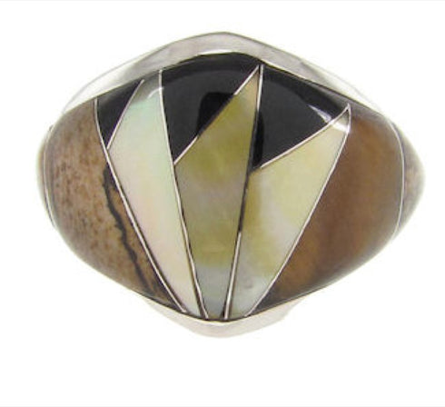Tiger Eye Multicolor Inlay Ring Size 8-1/2 YS58575